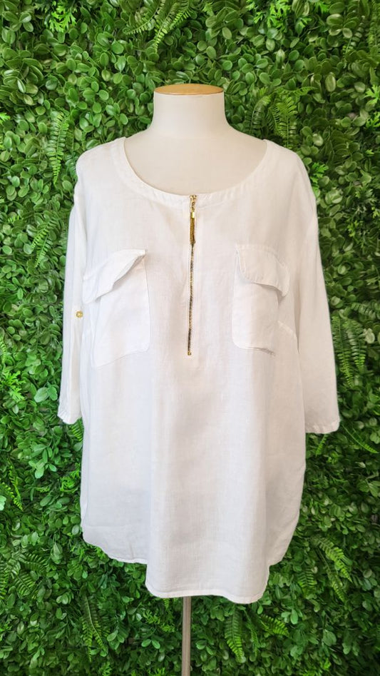 Ellen Tracy White Linen Top (18)