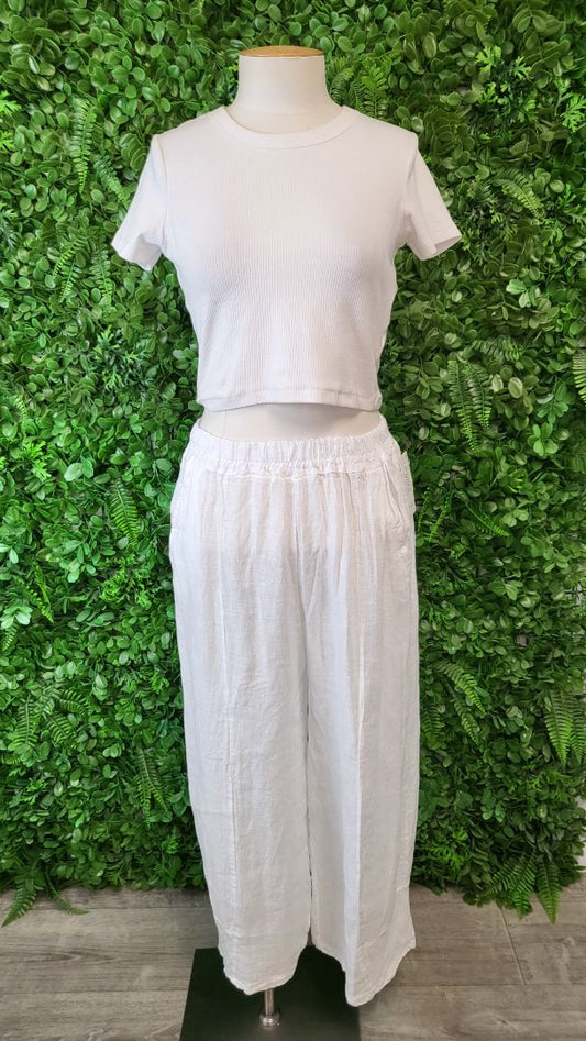 Puro Lino White Linen Pant BNWT (10-12)