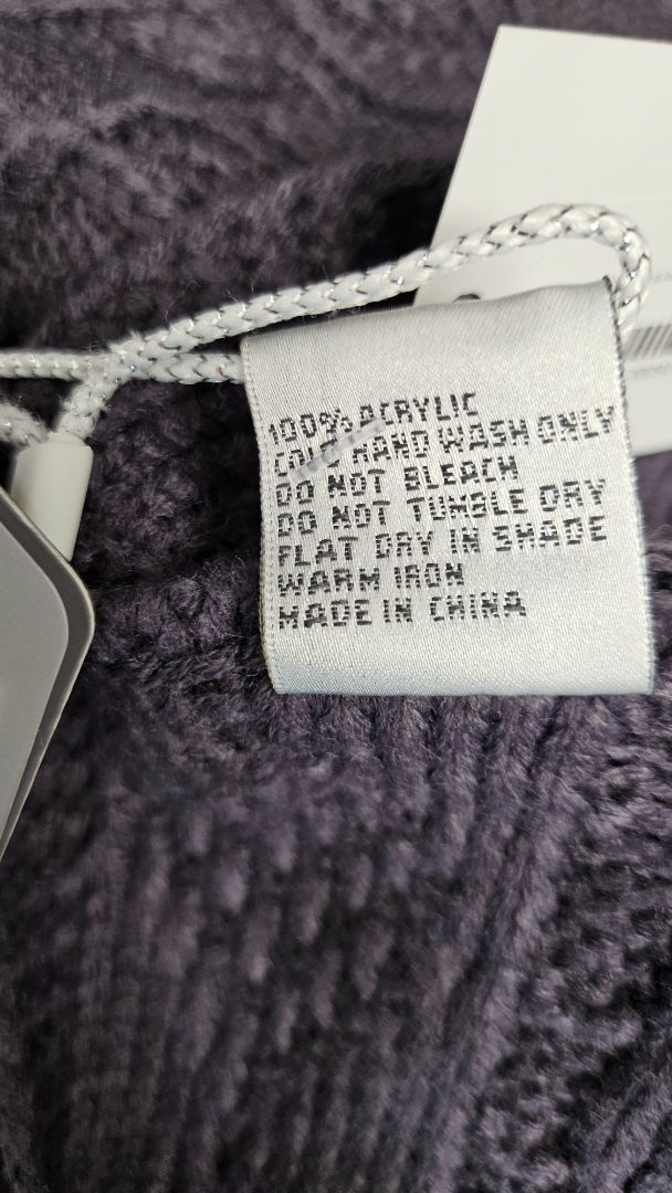 Eb & Ive Charcoal Cable Knit Scarf BNWT