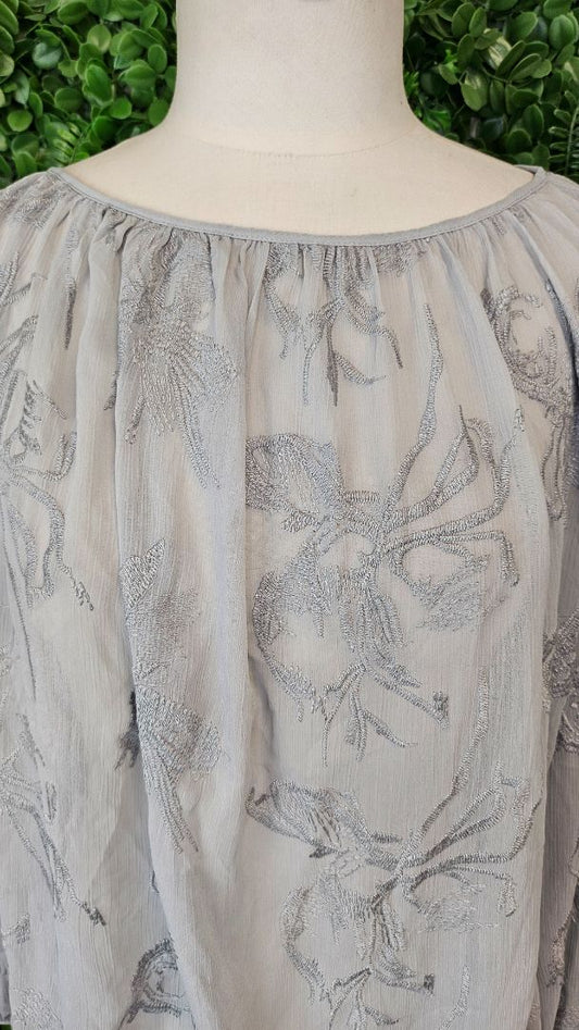 Drama The Label Grey/green Embroidered Top (10)