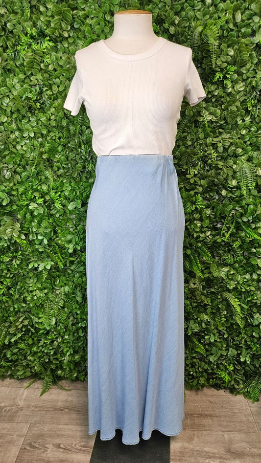 Drama The Label Chambray Bias Cut Skirt (8)