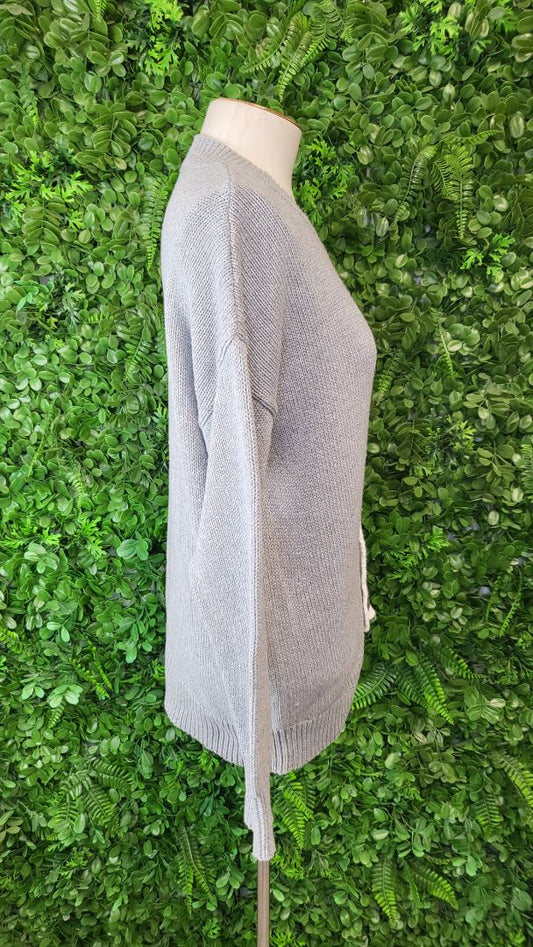 id+co Grey/White Cotton Contrast Jumper (12)