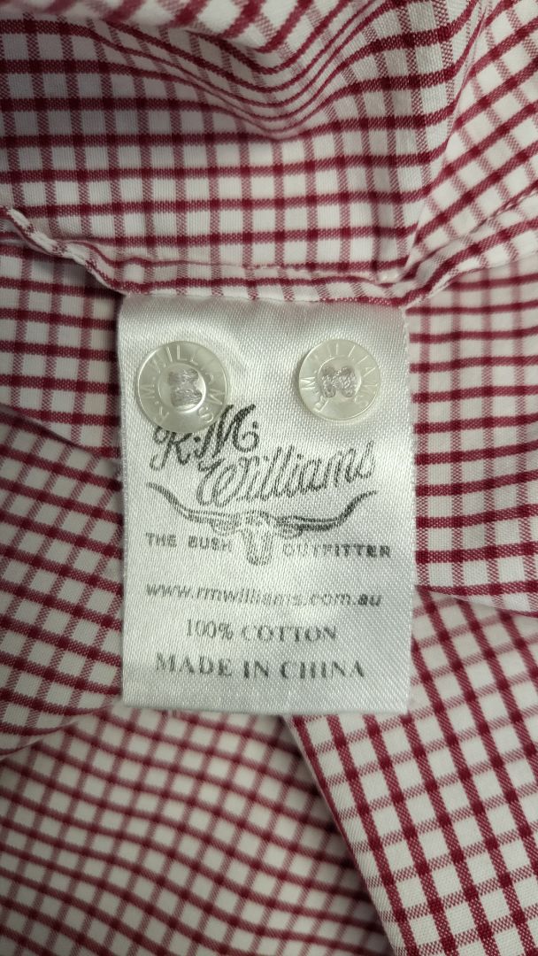 RM Williams Red Check Fitted Shirt (14-16)