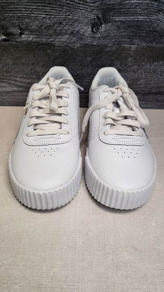 Puma White Carina Leather Sneakers (40)