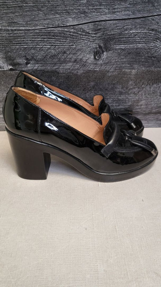 Robert Clergerie Black Patent Loafer Heel (39)