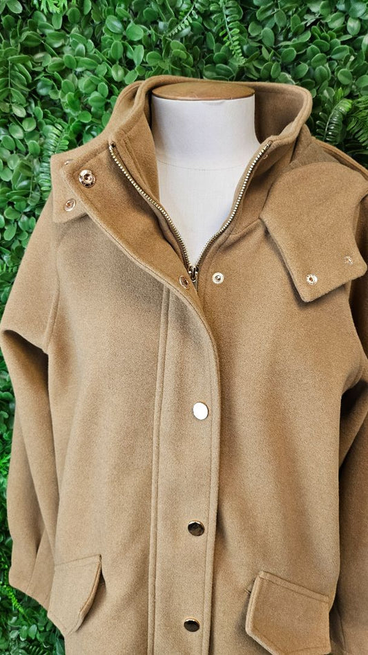 Eb & Ive Tan Hooded Shacket Coat (10)