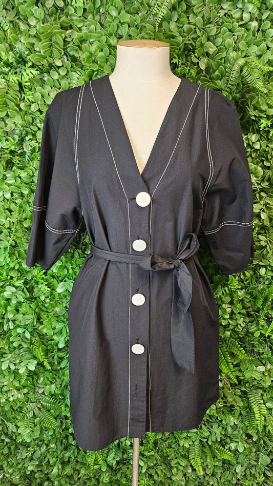 Zara Black/White Stitch Dress BNWT (8)