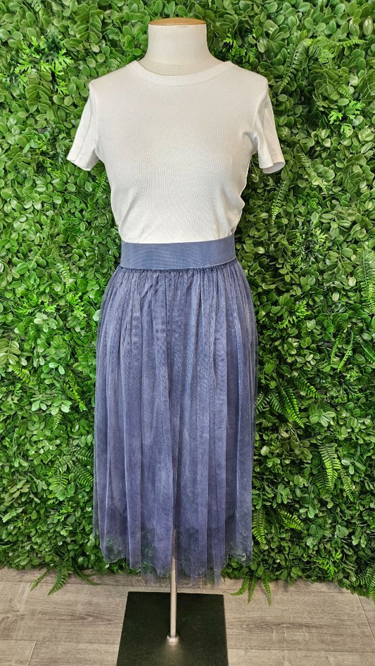 Made In Italy Denim Blue Tulle Skirt (8-10)