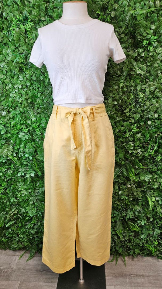 Zara Yellow Linen Blend Pant (10)