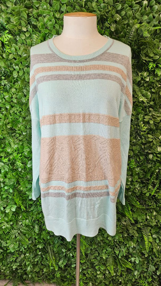 Loobies Story Blue/Tan Aztec Knit (12-14)