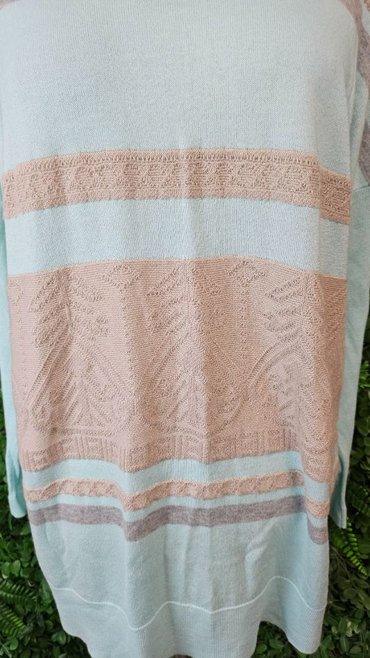 Loobies Story Blue/Tan Aztec Knit (12-14)