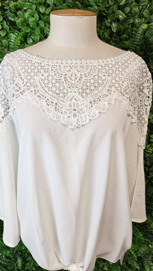 Halo & Hazard White Lace Yoke Top BNWT (14)