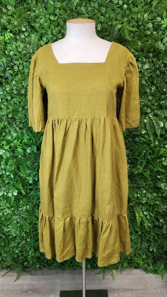 Lila By Liv Avocado Linen Sundress (6-8)