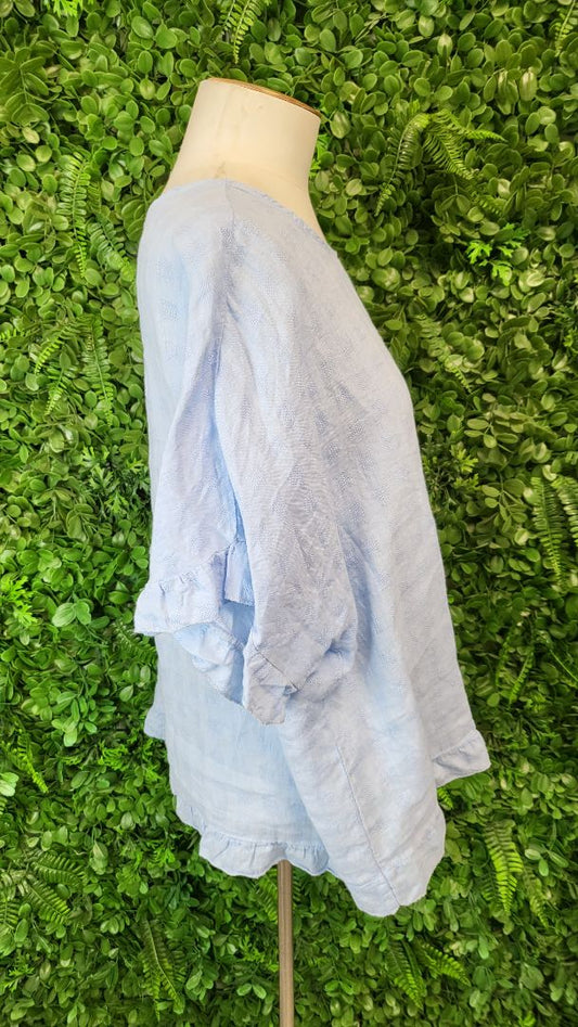 Luna Tomen Blue Linen Top (16)