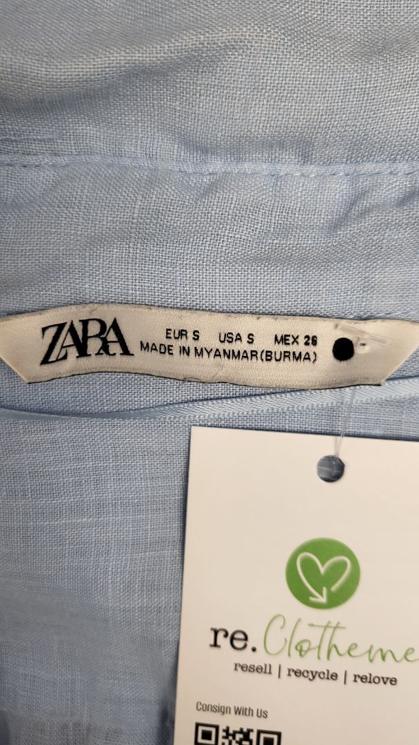 Zara Light Dusky Blue Linen Shirt (10)