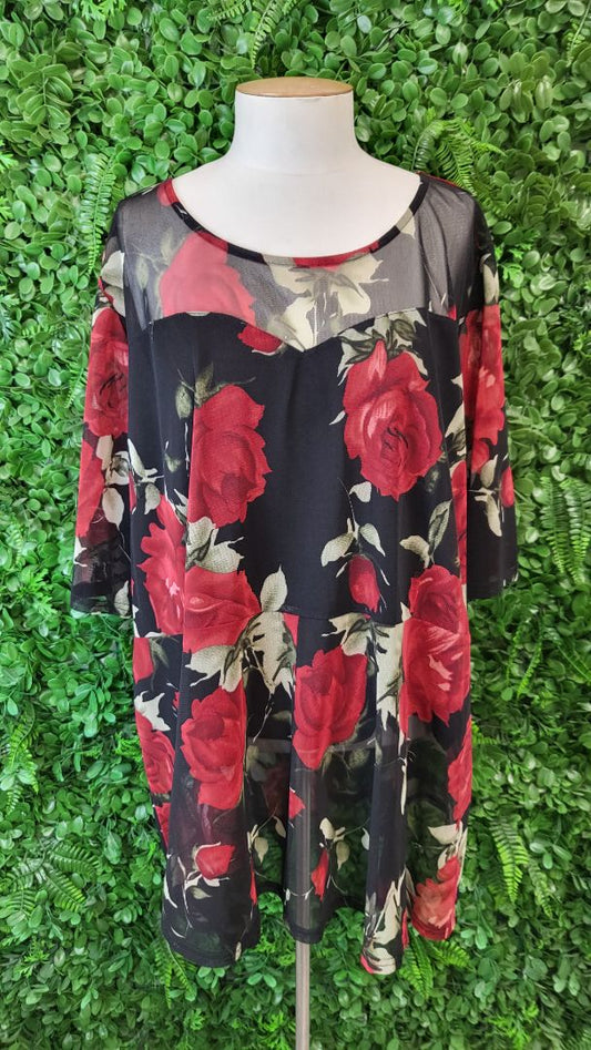 K+K Floral Rose Mesh Top (22-24)