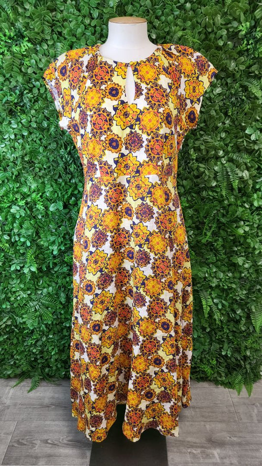 Neris Sunflower Print Linen Dress (10)