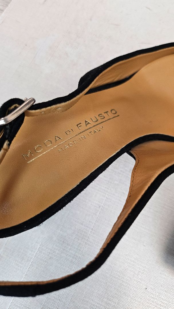 Moda di Fausto Black Suede Slingback (40)
