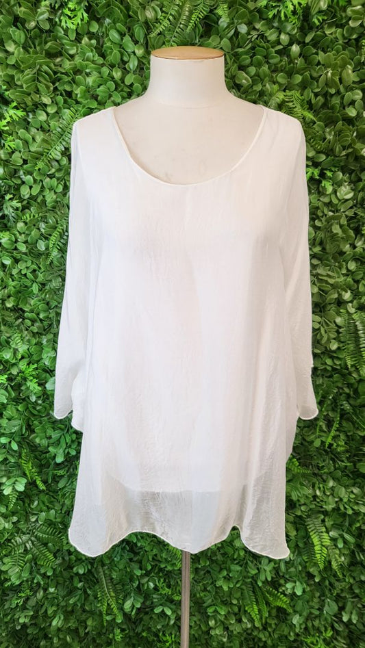 Made In Italy Off White Floaty Top (8-10)