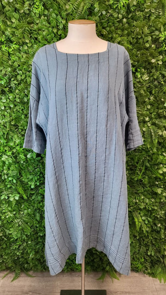 Smile Clothing Stripe Linen Shift Dress (12-14)