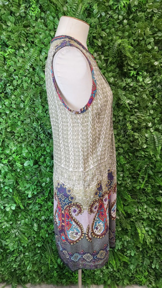 Loobies Story Retro Print Beaded Silk Tunic (8)
