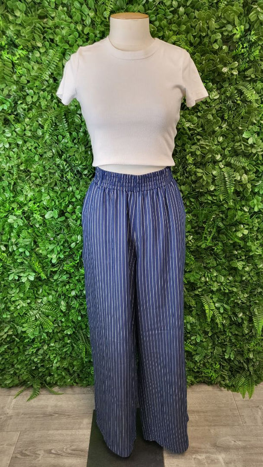Kate Sylvester Blue Stripe Wide Leg Pant (14)