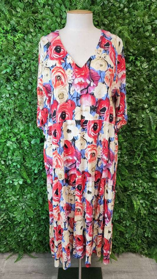 Glam Floral Linen Blend Dress (10-12)