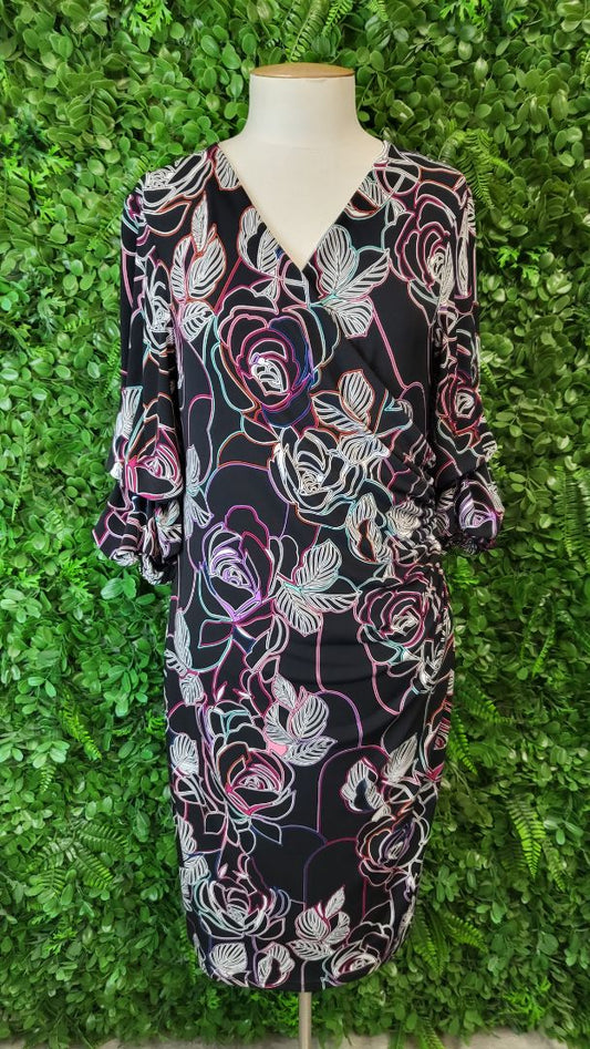 Joseph Ribkoff Floral Ruffle Sleeved Dress (12)