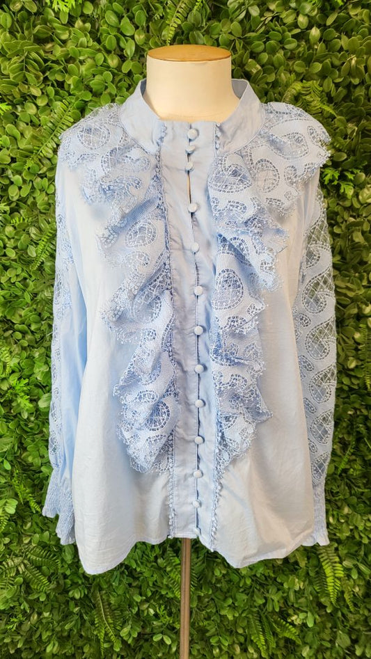 Amaya Baby Blue Lace Frill Top (16)
