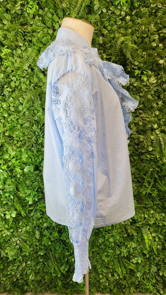 Amaya Baby Blue Lace Frill Top (16)
