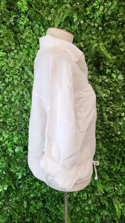 Made in Italy White Linen Sequin Jacket (12-14)