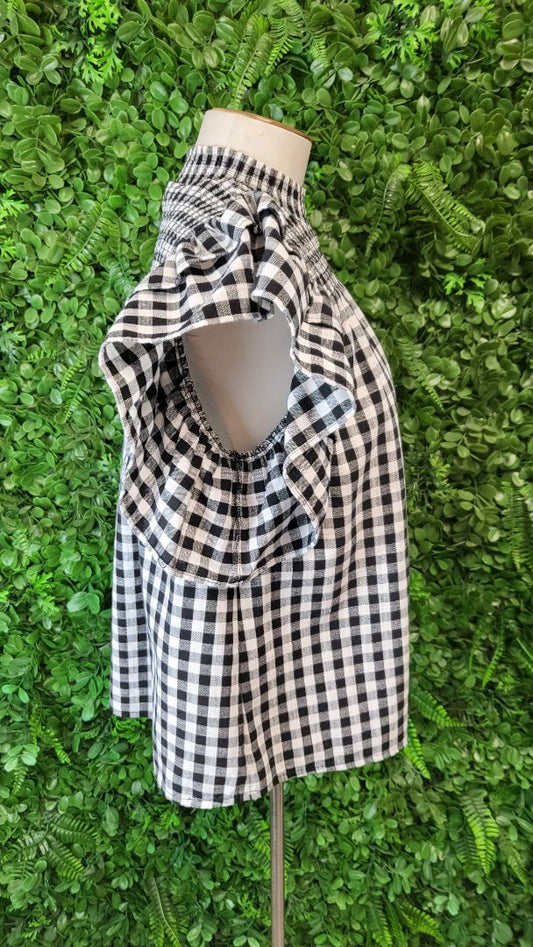 XLabel Gingham Frill Sleeve Top (8-10)
