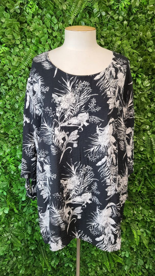 Lemon Tree Black/White Tie Top (20)
