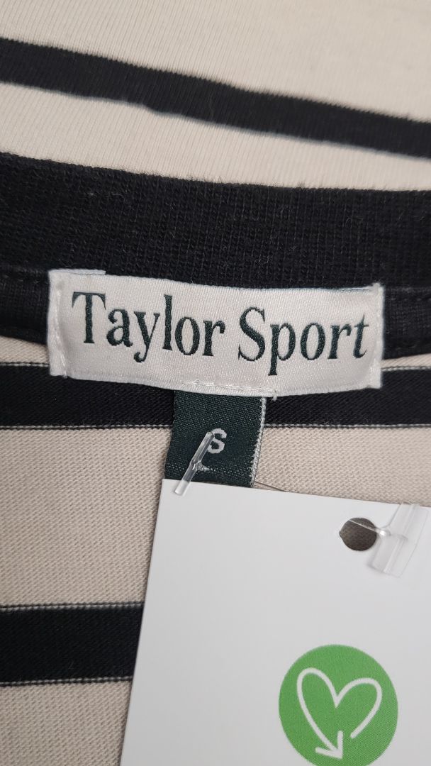 Taylor Sport Stripe Casual Tee Taupe/Black