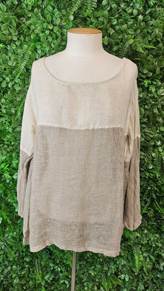Eclectia Taupe Linen Top (12-14)