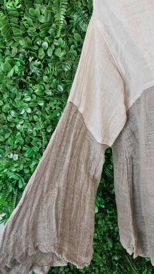 Eclectia Taupe Linen Top (12-14)