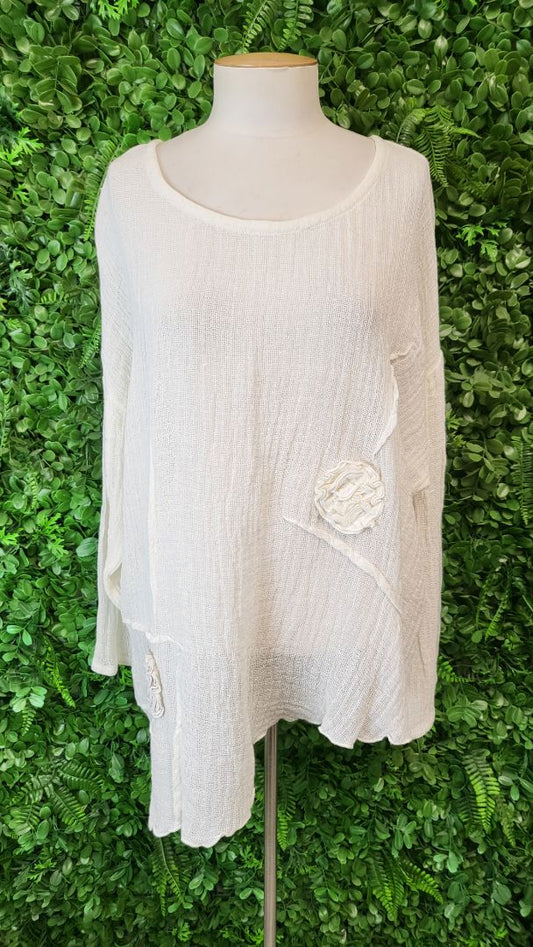 Marilu White Linen Top (10-12)