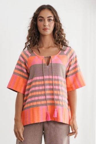 Caju Brown/Pink Aztec Top (14)