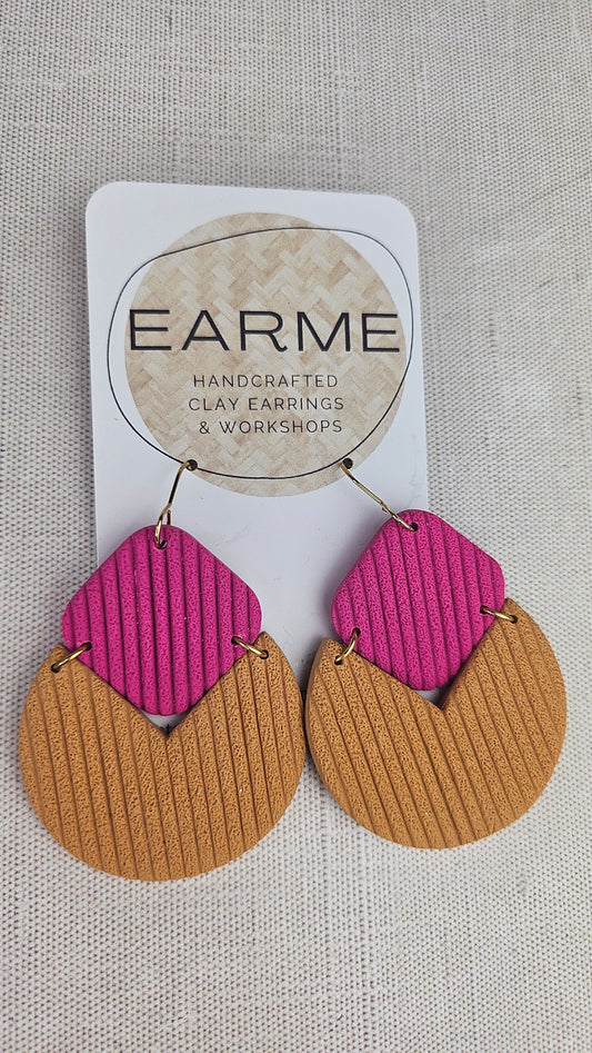 Earme Mustard/Pink Drop Earring New