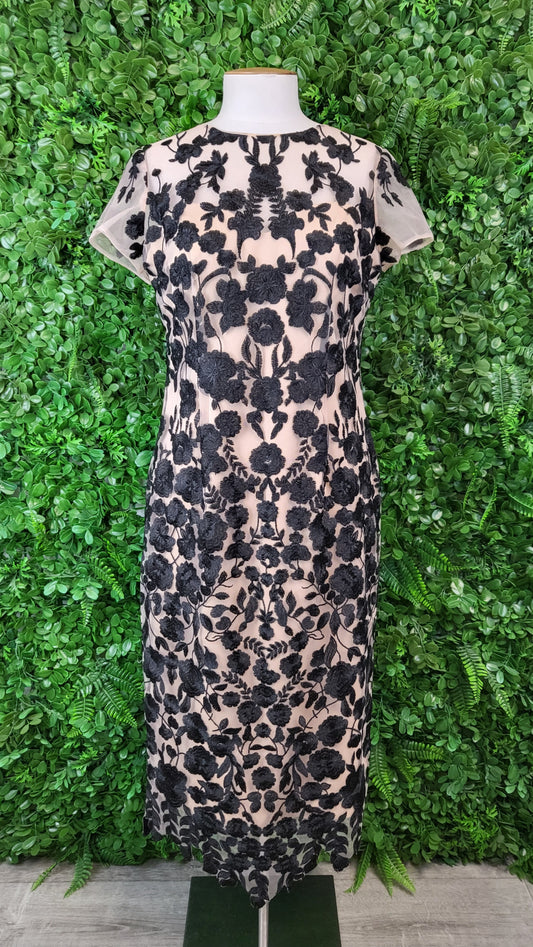 JS Collections Nude/Black Lace Cocktail Dress (10)