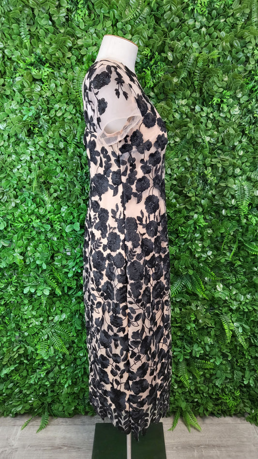 JS Collections Nude/Black Lace Cocktail Dress (10)