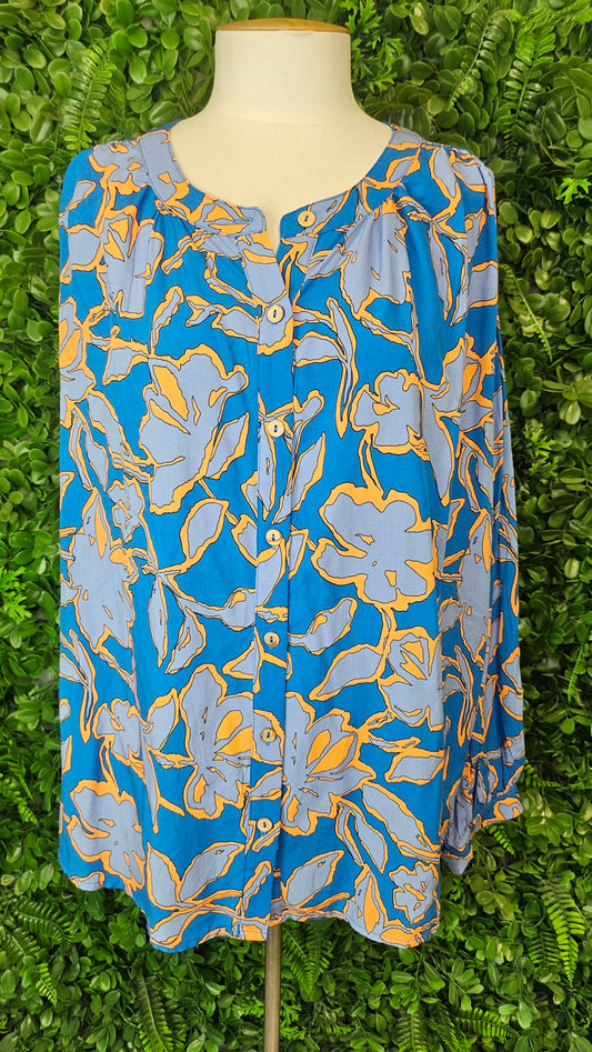 Unknown Print Mutton Sleeve Top (16-18)