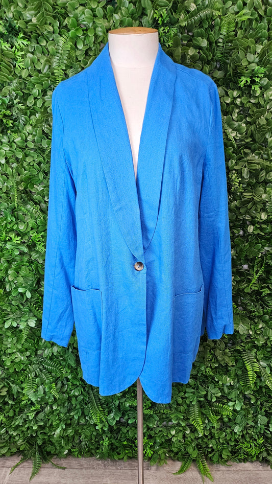 Betty Basics Blue Linen Blazer (14)
