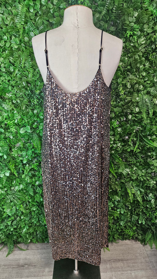 Fate+Becker Black Gold Supernova Sequin Dress BNWT (14)