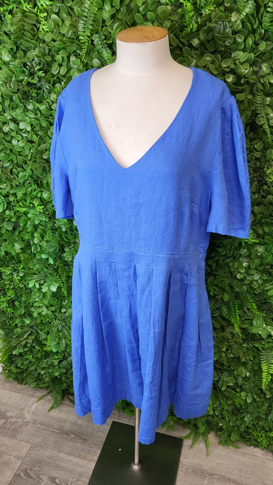 Max Azure Blue Linen Shift Dress (16)
