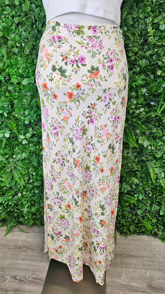 Paper Heart Vintage Print Bias Cut Skirt (10-12)