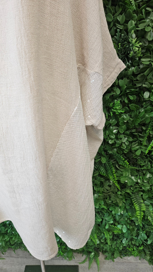 Imagine Beige Sequin Top (18-20)