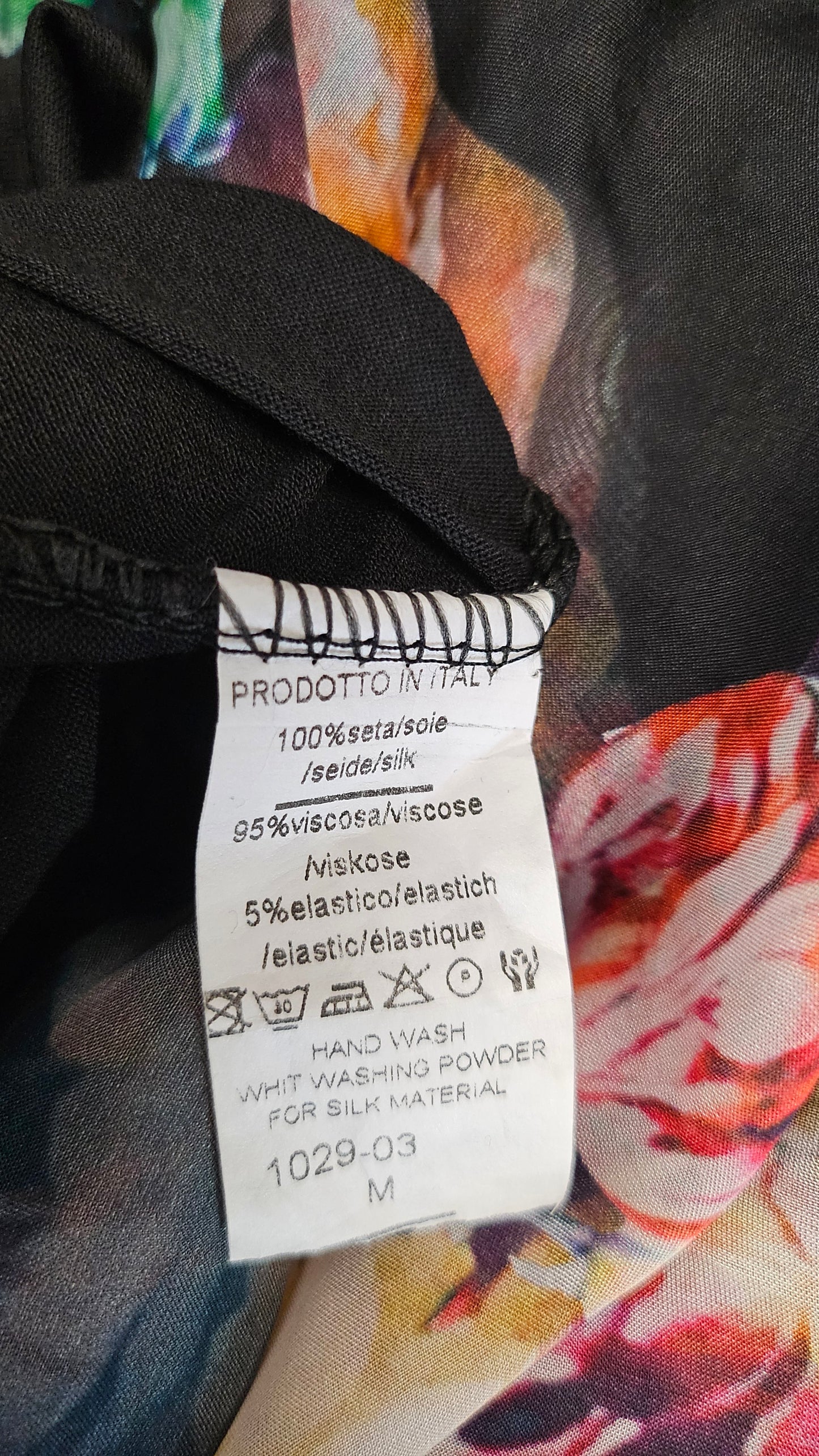 Italian Affair Black Floral Silk Floaty Top (12-16)