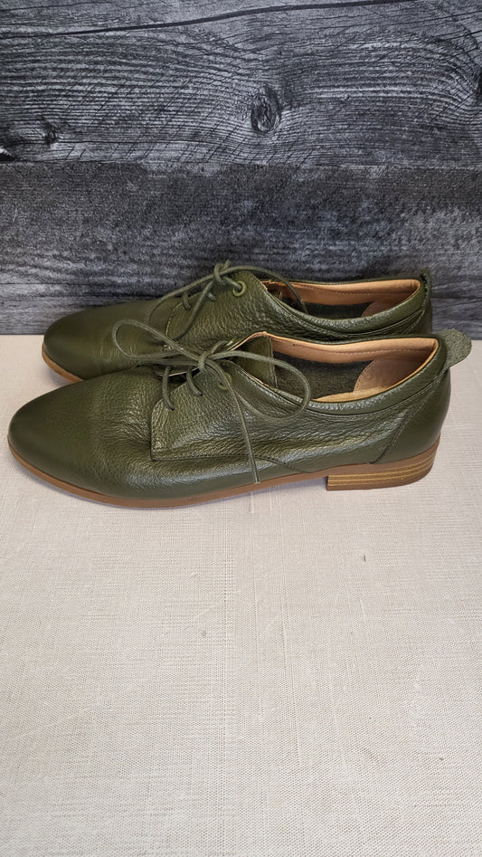 Hush Puppies Olive Green Lace Up Flat (38)