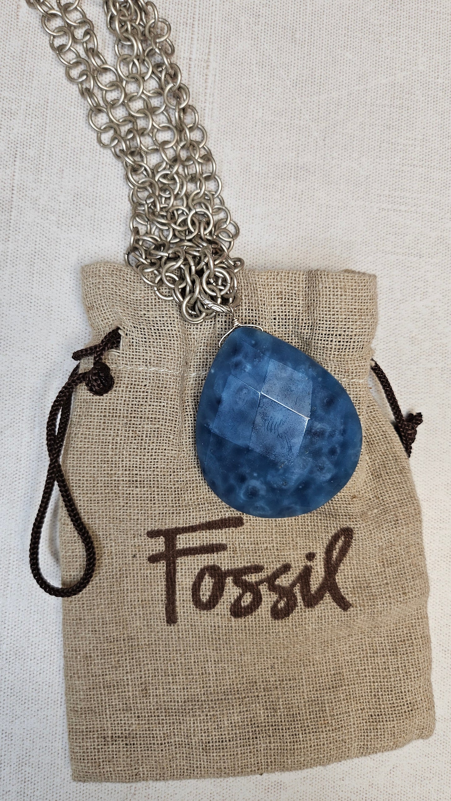 Fossil Silver Angelite Necklace